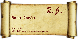 Rozs Jónás névjegykártya